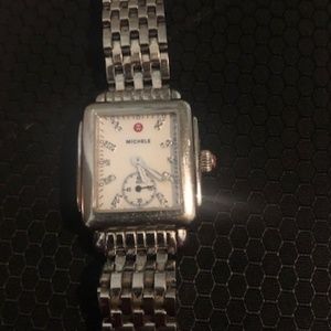 MICHELE LADIES MOTHER OF PEARL DIAMOND STEEL WATCH